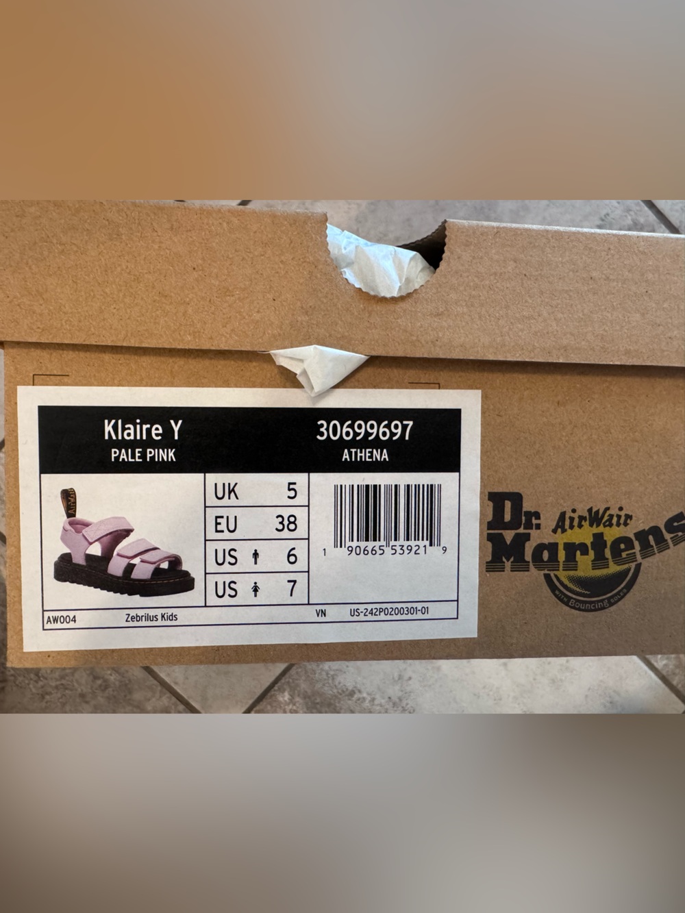 Athena Kids Pale Pink Sandals by Dr. Martens